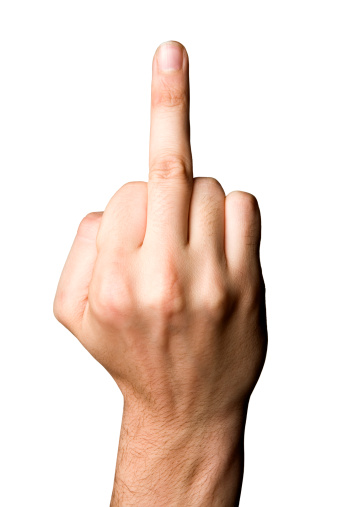 A middle finger gesture